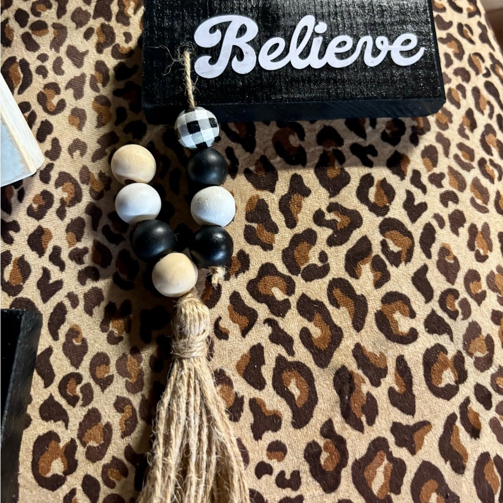 NWT….Black and White 'Believe' Wooden Sign and or shelf sitter